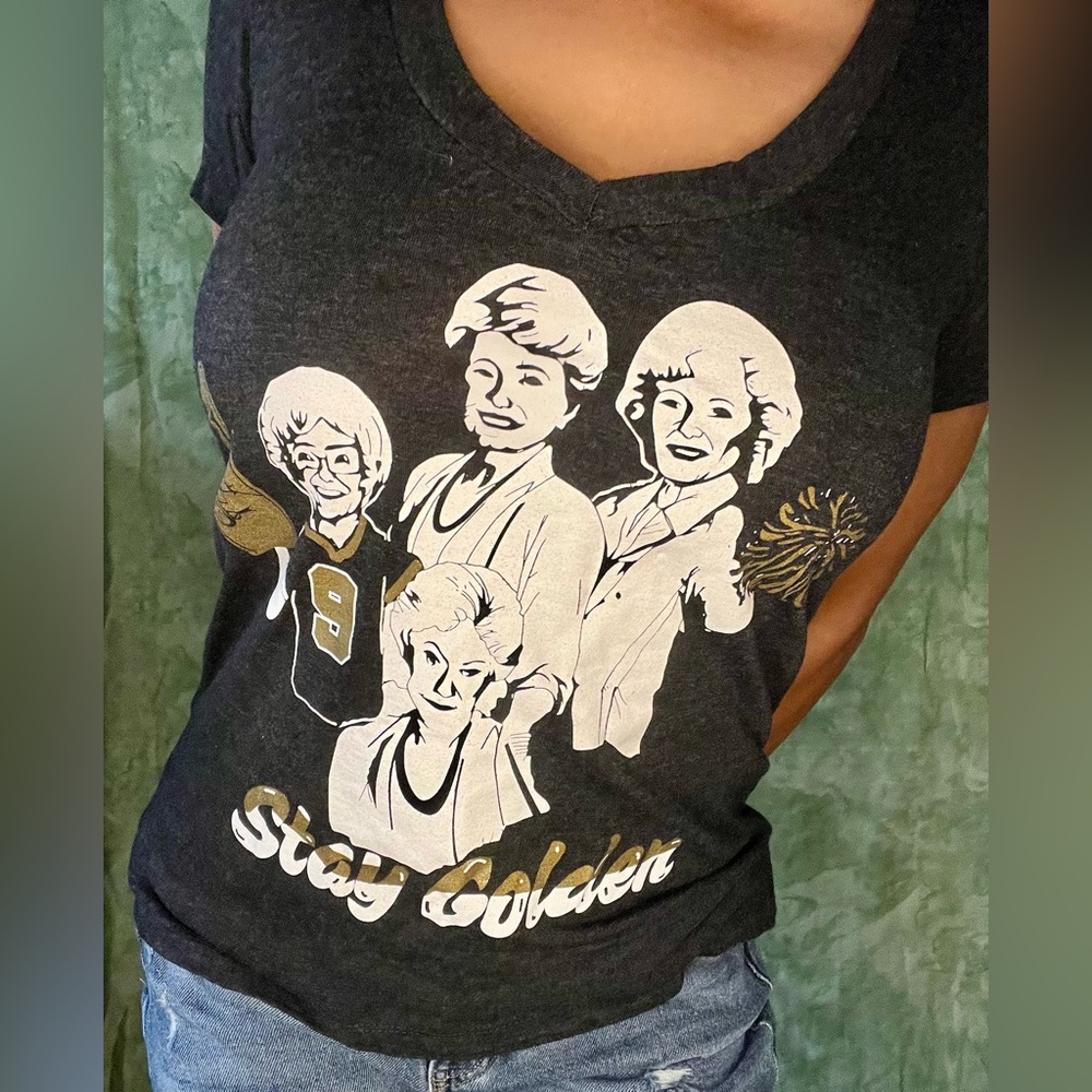Black Golden Girls " Stay Golden" New Orleans Saints T-Shirt